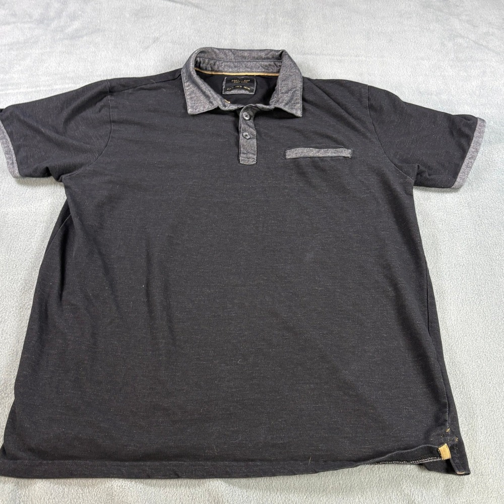 Cactus Man Ricky Singh Mens XL Polo Shirt Black Heather Contrast Collar Pocket